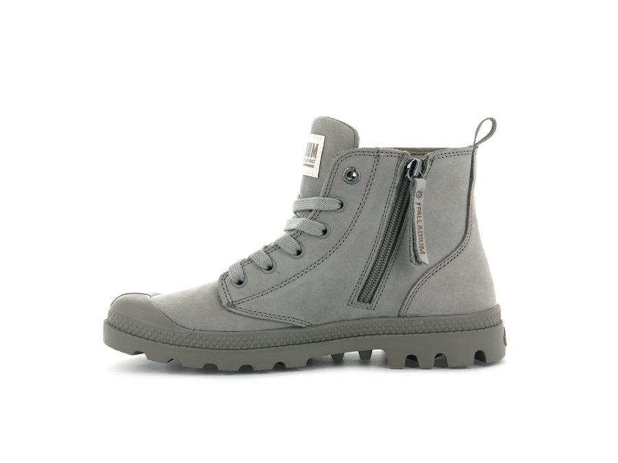 Palladium Pampa Hi Zip Nubuck Grigie | ZUK404IJ