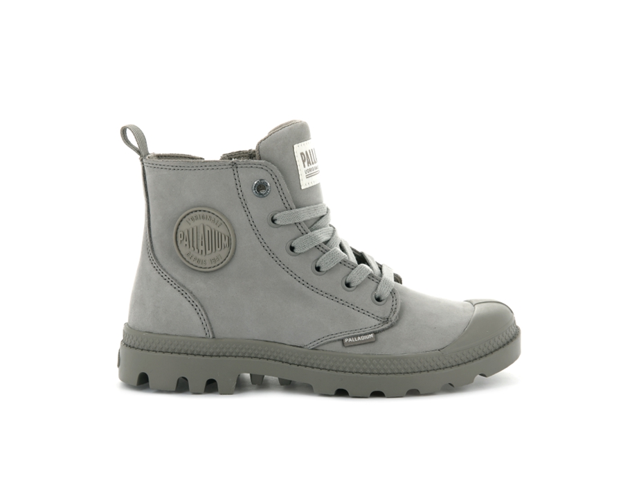 Palladium Pampa Hi Zip Nubuck Grigie | ZUK404IJ