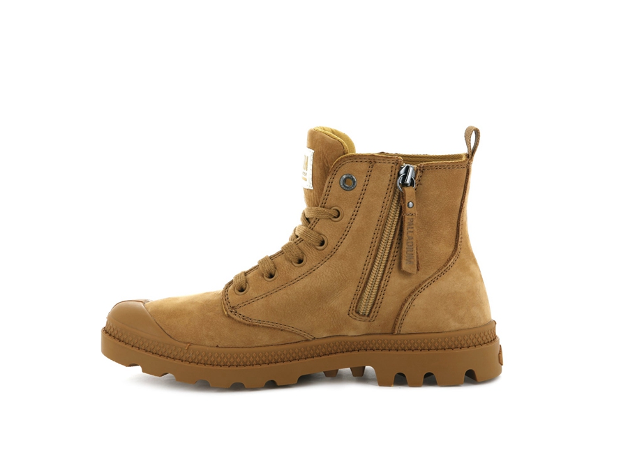 Palladium Pampa Hi Zip Nubuck Oro | NZJ2480LZ