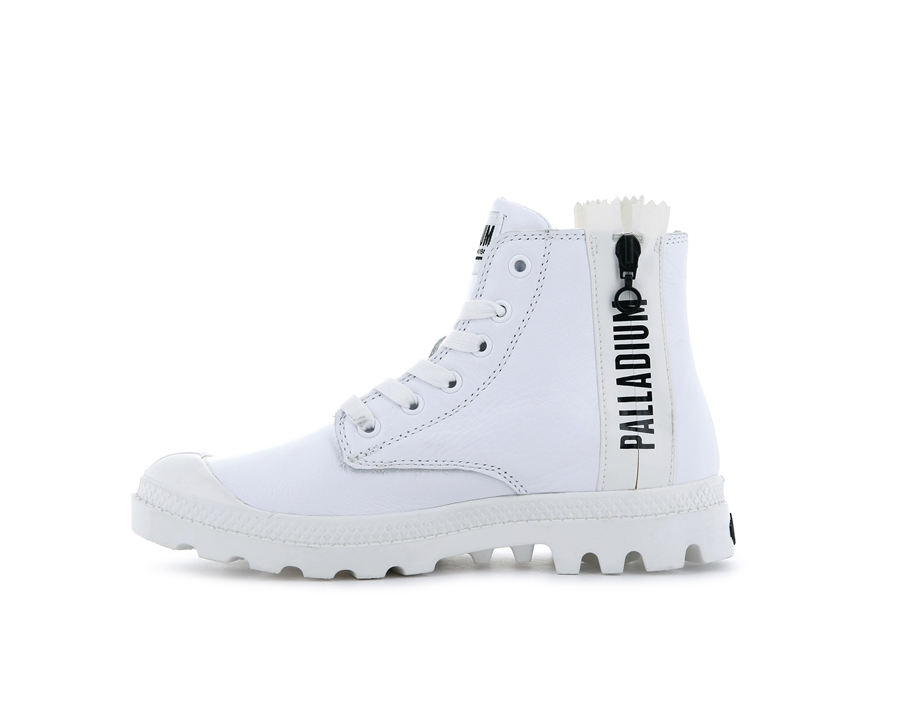 Palladium Pampa Ubn Zips Pelle Bianche | WXB8548SZ