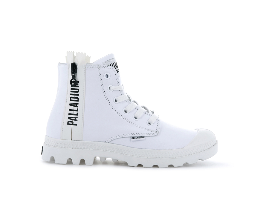 Palladium Pampa Ubn Zips Pelle Bianche | WXB8548SZ