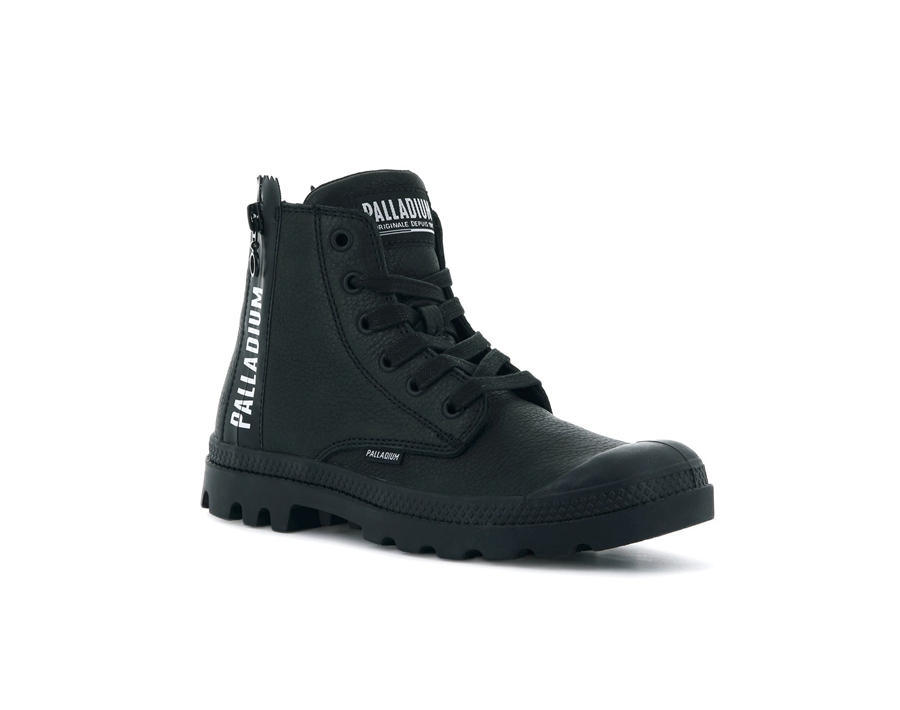 Palladium Pampa Ubn Zips Pelle Nere | IYU8164SR