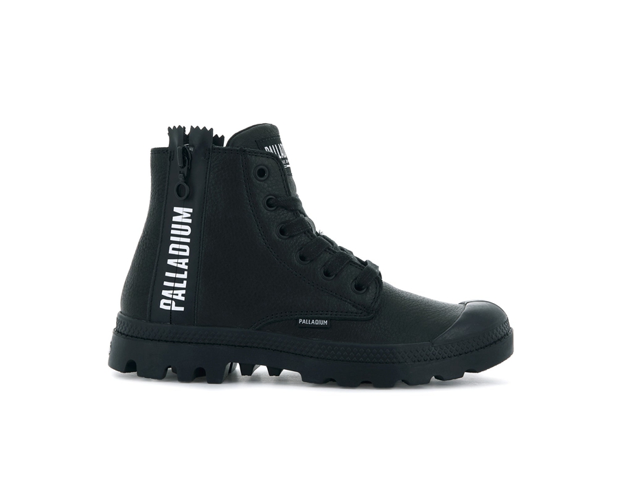 Palladium Pampa Ubn Zips Pelle Nere | IYU8164SR